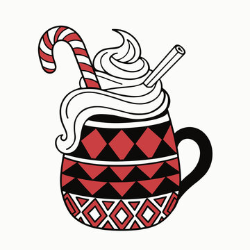 Cozy Christmas Hot Cocoa Mug Winter T-Shirt Design Vector