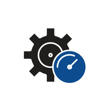 Efficiency icon representing optimized facility performance, time management, and operational productivity.  Flat design style