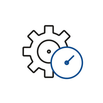 Efficiency icon representing optimized facility performance, time management, and operational productivity.  Outline design style