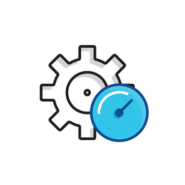Efficiency icon representing optimized facility performance, time management, and operational productivity.  Mixed design style