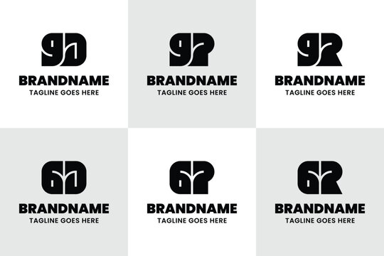 Letters GJ GP GR Monogram Bold Logo Set, for JG PG RG Initials Brand