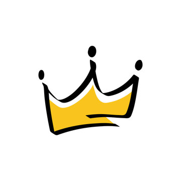Crown icon, king symbol. Hand drawn logo of royal crown. Vector illustration and transparent PNG