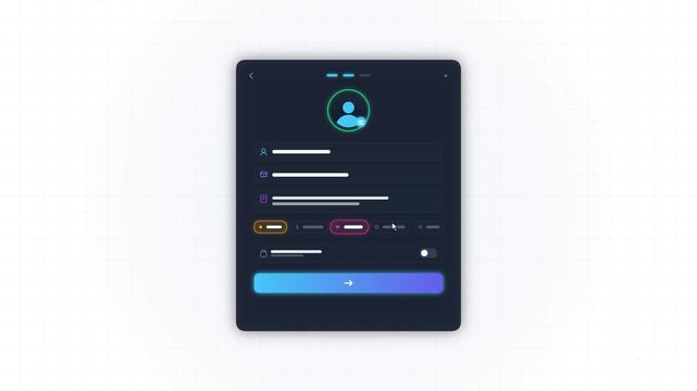 User Interface Registration Form Widget Displaying Login Input Fields and Profile Avatar Centered View on White Background