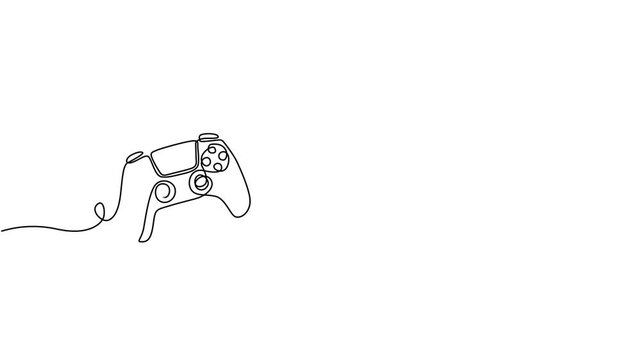Gaming controller headset line art animation on white background