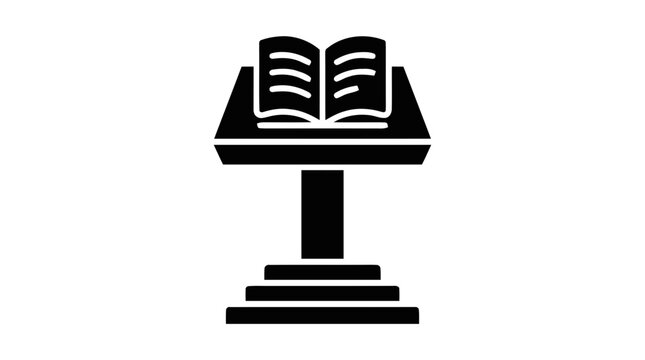 Vector illustration of open book on a lectern icon on a transparent background