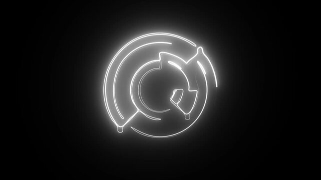 White Neon Circular Symbol with Layered Curved Lines 4k animation.