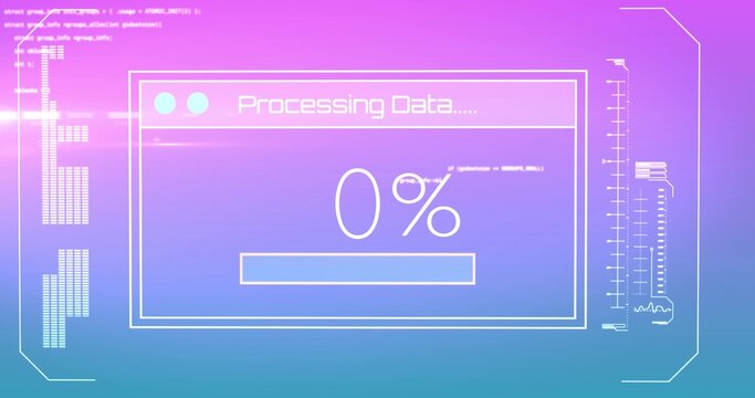 Displaying central progress window with header Processing Data