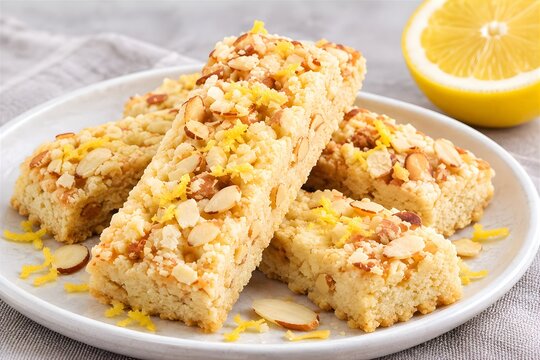Shortbread, a delicate Scottish biscuit with lemon and almonds