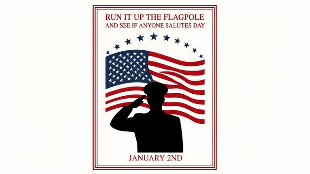 Run It Up the Flagpole and See If Anyone Salutes Day January 2 vintage American patriotic artwork celebrating creativity and ideas