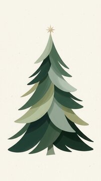 Stylized evergreen tree with star accent against a cream background