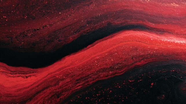 Red and black layered fluid bands flowing on dark background