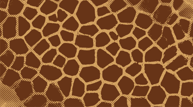 Brown and tan giraffe print pattern. Giraffe skin pattern with halftone texture for textile design