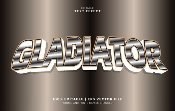Editable Gladiator Text Effect, Metallic 3D Font Style, Vector Graphic
