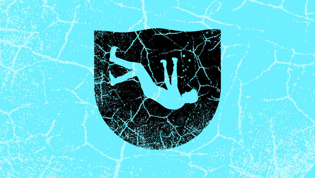 Drowning man in water, color vector illustration