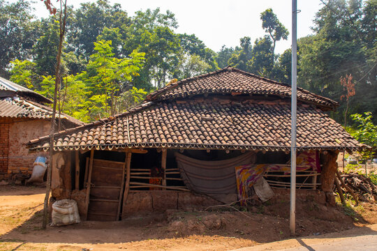 Traditional Tribal House in the Forested Ayodhya Hills of Purulia, West Bengal, India
