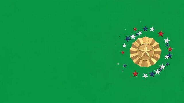 Liberty inspired decorative elements on green screen background.