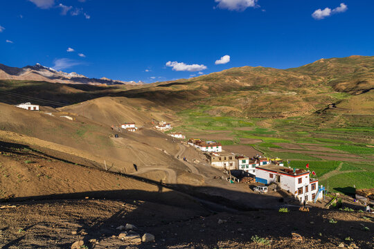 Langza-Remote Himalayan Village on a Golden Brown Mountain Slope