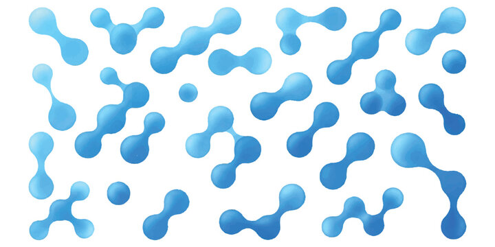 Abstract blue liquid molecule shapes pattern on a clean minimalist design background