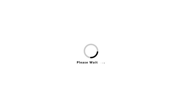 Minimalist loading spinner animation with please wait text on white background, for web and, app interface