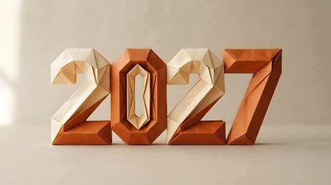 A visually striking representation of the year 2027 crafted with a unique and textured aesthetic