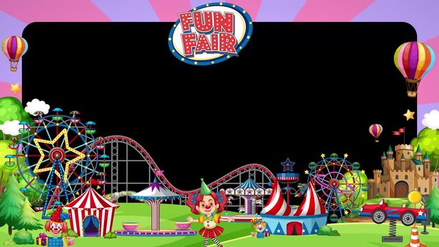 Cartoon Fun Fair Amusement Park Frame Border with Copy Space