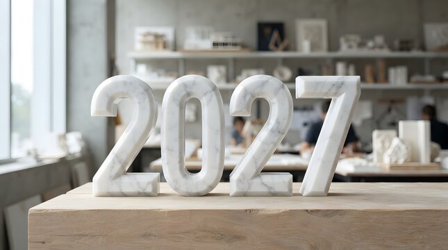 A striking image of the year 2027 displayed in a unique textured and artistic manner
