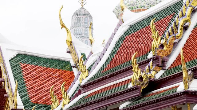 Ornate Roof Architecture at Wat Phra Kaew in Bangkok Thailand