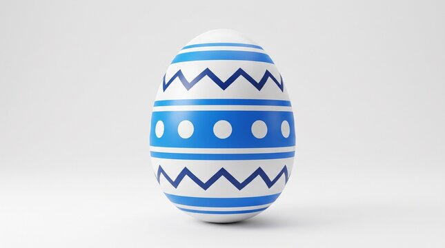 3D pink Easter egg decorated with zigzag patterns and polka dots for Easter Sunday celebration and spring season festival, egg hunt activity, and holiday
