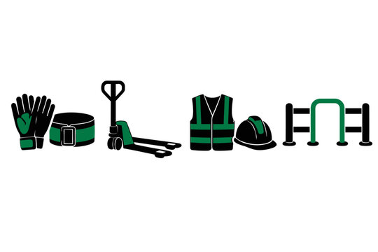 Construction safety equipment with a hard hat and a pallet jack