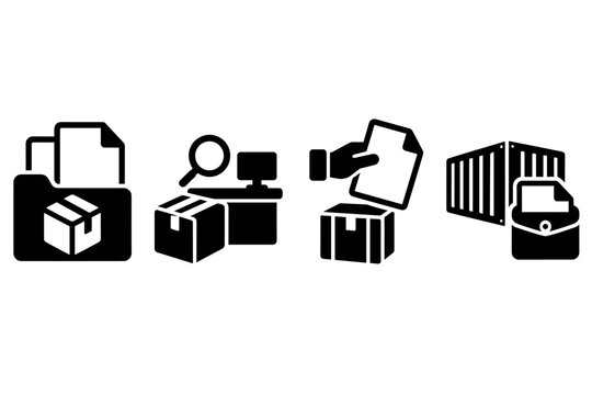Logistics icons for parcel tracking and shipping documents