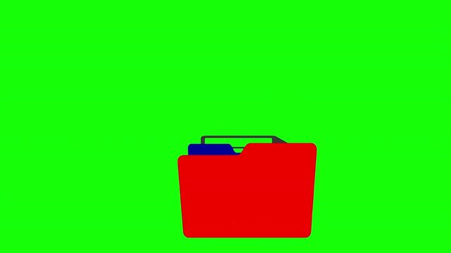 File download document transfer into folder vector icon animation isolated on green screen background   