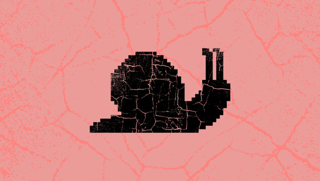 Pixel snail  symbol, color vector illustration