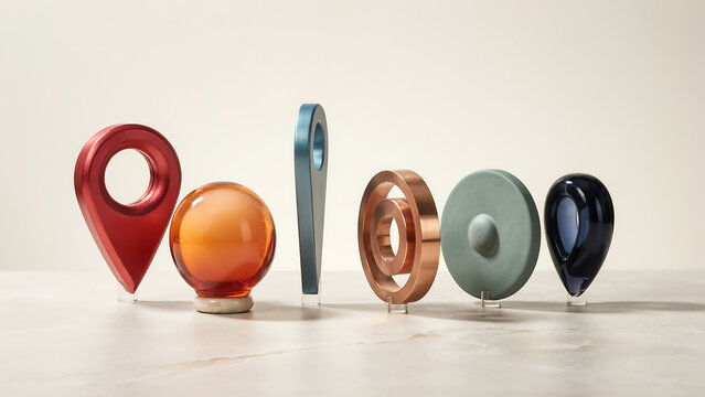 Abstract geometric shapes representing navigation and communication concepts with soft studio lighting