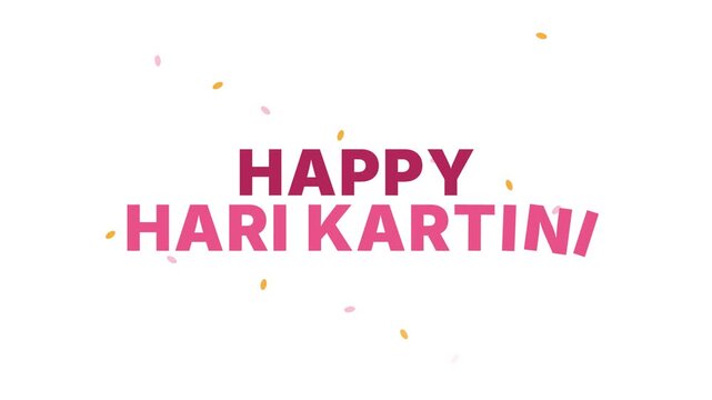 Pink Happy Hari Kartini Text Rising Confetti Celebration Animation