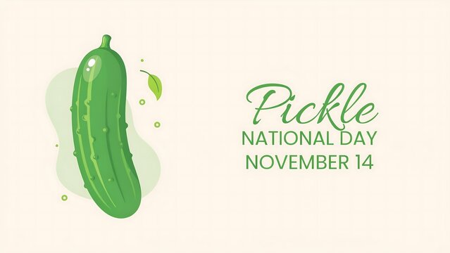 National pickle day november 14 celebration with green cucumber illustration