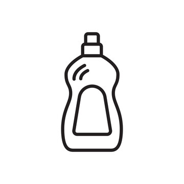 Minimalist bold line icon of a dishwashing liquid soap bottle isolated on white background. 