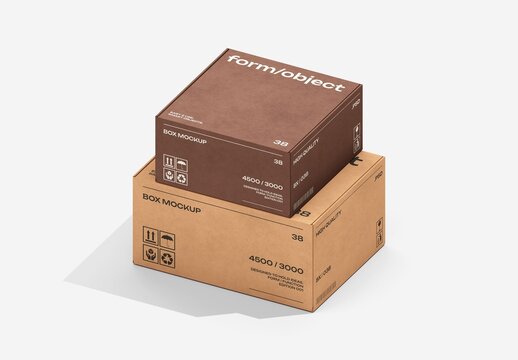 Small Box On Large Box Mockup For Branding And Packaging Design