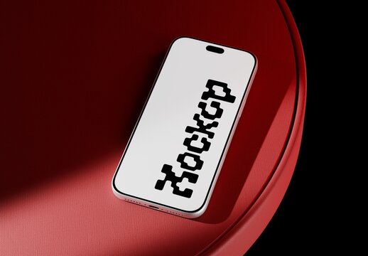 Smartphone On Curved Pedestal Mockup For Branding And Advertising Design