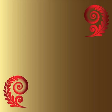Festive red and gold vector background featuring elegant spiral floral ornaments and fine-line moir&eacute; details, perfect for celebration cards, holidays, and luxury designs.