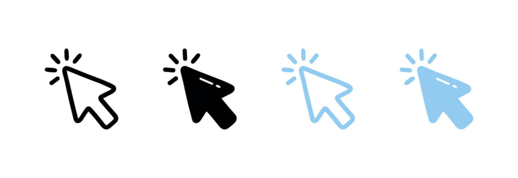 Computer mouse cursor arrow icon set for technology and internet clicking