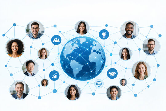 network community and teamwork texture. Technology background.