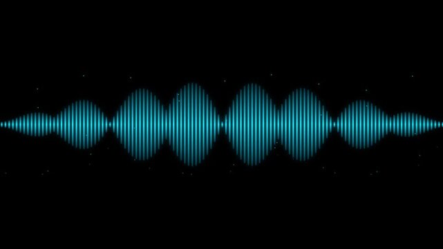 Glowing blue sound wave audio equalizer loop animation on black background