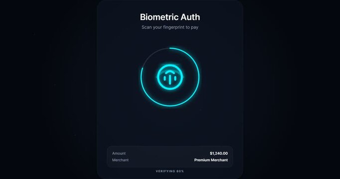 Biometric Auth Fingerprint Scan Payment Interface Transaction Screen