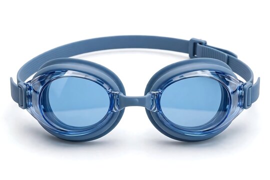 Blue swimming goggles for pool or open water isolated on white background