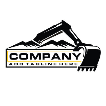 Excavator logo design for construction, industries, earthworks, and heavy equipment logo design. Logo design vector.