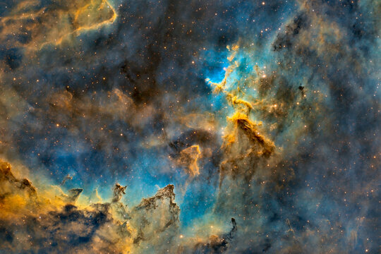Heart Nebula IC 1805 and Melotte 15 open star cluster in Cassiopeia