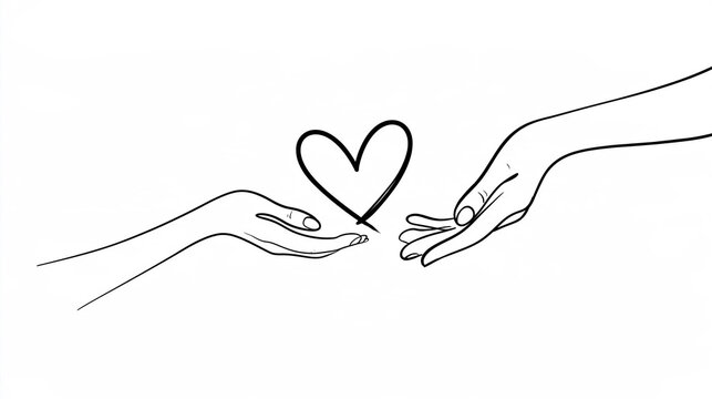 Two hands reaching toward each other with a heart symbol between them, symbolizing connection, love, and care.