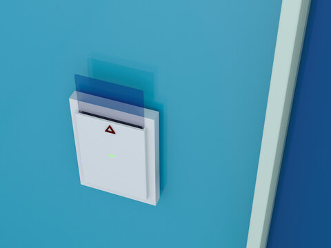 Card reader, card of glass, 3D Rendering