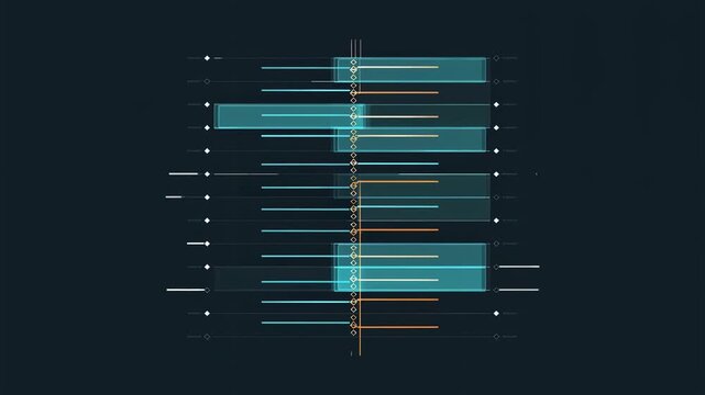 Abstract data interface with animated bars and signal lines in a dark digital space. Technology presentations, data analytics explainers, and software marketing.