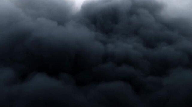 Dark storm clouds billow across an overcast sky. Weather forecast graphics, emergency preparedness messaging, and climate documentaries.